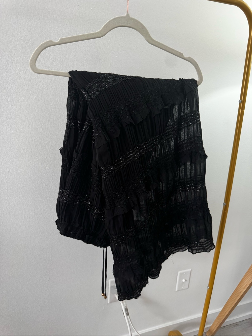 Cider Black Textured Pleated Midi Skirt